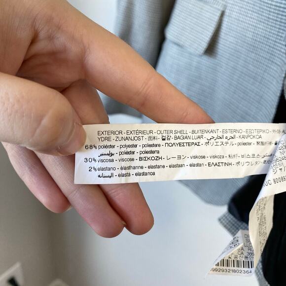 ZARA Micro Houndstooth Blazer Jacket Women's Size 4 Office Career Travel Gray - Picture 7 of 7